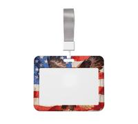 Veteran Eagle Badge Id Badge Holder with Lanyard-Horizontal Card Protector, Clear Abs Hard Shell for Work Office Events