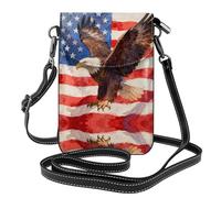 Veteran Eagle Badge Small Crossbody Phone Bag for Women PU Leather Flip Wallet with Card Slots Adjustable Strap