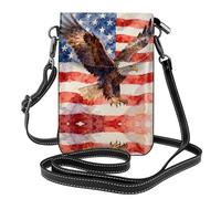 Veteran Eagle Badge Small Crossbody Phone Bag for Women PU Leather Flip Wallet with Card Slots Adjustable Strap