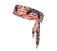 Veteran Eagle Badge Sports Head Tie-Double Layer Sweatband Headwrap for Women Men, Soft Breathable Yoga Headband for Running Gym Workout