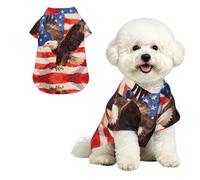 Veteran Eagle Badge XL Pet Hawaiian Shirt for Small Dogs-Cute Summer Beach Outfit for Puppy, Soft Breathable Cat Clothes with Buttons