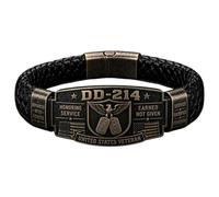 Veteran Honor Bracelet, Earned Not Given Braided Cuff Bangle, American Eagle Military Tag Braided Wristband, Service and Sacrifice Memorial, Military Veteran Honor Family Bracelets (1PC)