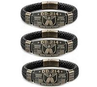 Veteran Honor Bracelet, Retro Service and Sacrifice Memorial Wristband, Earned Not Given Braided Cuff Bangle, Military Tribute Wristband for Veterans Men (3pcs)