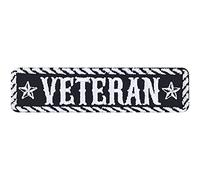 Veteran Iron on Patches - Tactical Sew on Patch for Ex Military Persons, Law enforcers and Biker Club - Wildly Popular Biker Rank Patch for Jackets, Jeans, Backpacks, Hats, Shirts - 100x25 mm