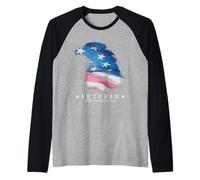 Veteran of The United States Army Eagle Head Flag Raglan Baseball Tee