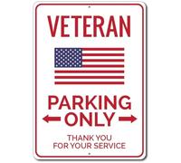 Veteran Parking Sign, Veteran Tin Sign, War Vet Sign, Tin Sign for Veteran, American Flag Sign｜Vintage Wall Decor Aluminium Sign 8" x 12",24ja05saA137