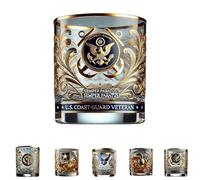 Veteran Tribute Whiskey Glass 12 oz - Engraved Patriotic Gift for Army Veterans, Active Duty Soldiers, Whiskey Lovers - Ideal for Home Bar, Office & Military Appreciation Gifts (Style E)