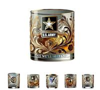 Veteran Tribute Whiskey Glass 12 oz - Engraved Patriotic Gift for Army Veterans, Active Duty Soldiers, Whiskey Lovers - Ideal for Home Bar, Office & Military Appreciation Gifts (Style B)