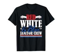 Veteran US Flag Red White & Blue Janitor Crew T-Shirt