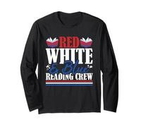 Veteran US Flag Red White & Blue Reading Crew Long Sleeve T-Shirt