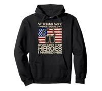 Veteran WIFE: I MARRIED MY HERO Veteran Wife Proud Military Pullover Hoodie