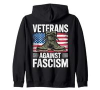 Veterans Against Fascism American Flag Military Boots Zip Hoodie