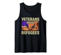 Veterans Before Refugees Patriotic American Flag Military Tank Top