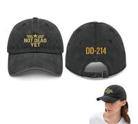 Veterans Casual Hat, Not Dead Yet DD-214 Cap, with Dark Humor Embroidered Badge, Washed Distressed Baseball, Adjustable (A)