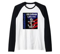 Veterans Day Amphibious Cargo Ship USS Durham LKA-114 Raglan Baseball Tee