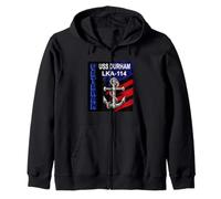 Veterans Day Amphibious Cargo Ship USS Durham LKA-114 Zip Hoodie
