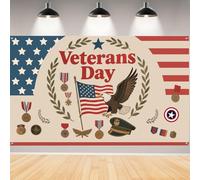 Veterans Day Backdrop,Eagle Medal Photo Booth Wall Banner,Retro Background for Photography American Flag Festival Party Decorations and Supplies for Home Room Holiday House Decor-71x43 inches