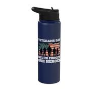 Veterans Day Never Forget Our Heroes USA Flag Soldiers Stainless Steel Insulated Water Bottle