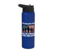 Veterans Day Never Forget The Fallen USA Flag Soldiers Stainless Steel Insulated Water Bottle