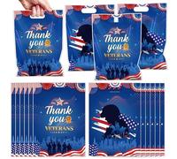 Veterans Day Party Favor Bags - Patriotic Thank You Goodie Candy Gift Bags Red White Blue American Flag Party Favors for Veterans Day Memorial Day and Army Party Decorations