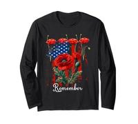 Veterans Day, Red Poppy, Flanders Field, Remember Long Sleeve T-Shirt