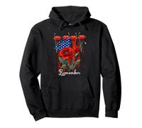 Veterans Day, Red Poppy, Flanders Field, Remember Pullover Hoodie