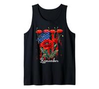 Veterans Day, Red Poppy, Flanders Field, Remember Tank Top