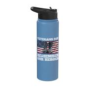 Veterans Day Remember Our Heroes USA Flag Soldiers Boots Stainless Steel Insulated Water Bottle