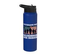 Veterans Day Remember Our Heroes USA Flag Soldiers Stainless Steel Insulated Water Bottle