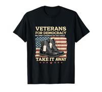 Veterans for Democracy American Flag Combat Boots Protest T-Shirt