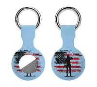 Veterans U.S Flag Salute Protective Case Compatible for Airtag Silicone Tracker Holder Tracker Cover with Key Ring 1PCS