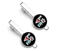 Veterinarian Love Cat And Dog Veterinary Men's Tie Clips Silver Necktie Bar Pinch Clips for Wedding Business 2 Pcs