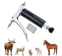 Veterinarian Metal Syringe, 1ML Adjustable Reusable Animal Injector for Vaccine Medicine, Precision Pump for Livestock (Goose, Pig, Bull, Sheep)