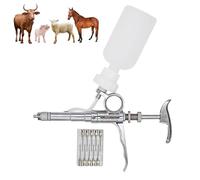 Veterinarian Metal Syringe - Adjustable Reusable Vaccine Medicine Dispenser for Livestock, Precision Pump Injector for Animals like Goose, Pig, Bull, Sheep