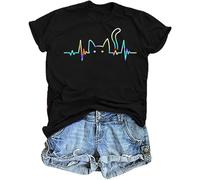 Veterinarian Tshirt for Women Cat Dog Graphic Shirt Pet Short Sleeve Animal Tee Tops, Black1, L
