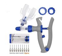 Veterinary Continuous Dosing Device 1/2/5ml Automatic Continuous Syringe Animal Injector Chicken Poultry Durable Vaccine 10 Needles Veterinary(5ML,14x25)