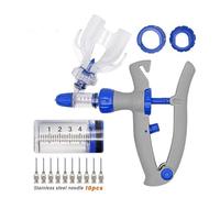 Veterinary Continuous Dosing Device 1/2/5ml Automatic Continuous Syringe Animal Injector Chicken Poultry Durable Vaccine 10 Needles Veterinary(1ML,14x30)
