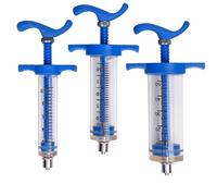 Veterinary Continuous Dosing Device 10/30/50ML Animal Syringe Plastic Veterinary With Needle Bird Feeding Rearing Poultry Small Pet Medicine Feeder(20ml blue)