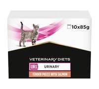 Veterinary Diets Ur Urinary Salmon Wet Cat Food 10x85g - Complete Urinary Care Diet for Cats - Helps Dissolve & Prevent Stones, Dilute Urine, Support Bladder Health & Manage Weight