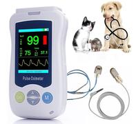 Veterinary Pulse Oximeter for Cats, Dogs & Small Animals, Handheld Device with 2.4-Inch Screen, Ear/Tongue Sensor for SpO2, Pulse Rate, and Temperature Monitoring