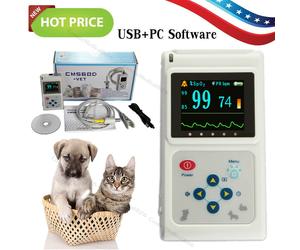 Veterinary pulse oximeter Portable SPO2 Monitor Pulse Rate Tongue Sensor CD USB