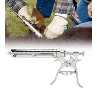 Veterinary Syringe Injector Gun - Stainless Steel Semi-Automatic Tool for Animal Injection, 2ml to 5ml Capacity, Suitable for Livestock