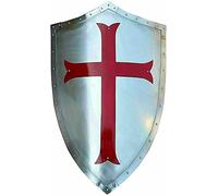 VETERIS Real Medieval shield Fully Functional Red Cross Warrior Templar Shield Best Replica Product, Silver, Silver