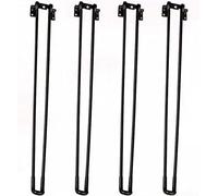 VETERS 4Pcs Folding Hairpin Legs, Metal Legs for Furniture Black, Worktop Legs with Floor Protector Feet & Screws, Mid-Century Modern Style Coffee Table Legs, 20-60cm Optional