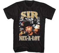 VETES Sir Mix a Lot Collage T Shirt Casual Graphic Tops Black XXL
