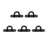 VETESHENM 5 PCS Stainless Steel Eye Plate Ceiling Hook, Pad Eye Plate Reinforced Load Bearing, Oval Black Eye Plate with Brushed Finish, for Hammocks Wire Ropes Chains Hanging Plants Indoor (8mm)