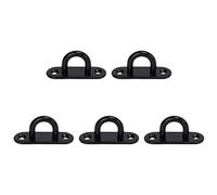 VETESHENM 5 PCS Stainless Steel Eye Plate Ceiling Hook, Pad Eye Plate Reinforced Load Bearing, Oval Black Eye Plate with Brushed Finish, for Hammocks Wire Ropes Chains Hanging Plants Indoor (6mm)