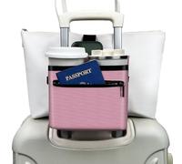 Vethers 3 in 1 Travel Luggage Cup Holder, Luggage Straps, Shoulder Bag for Suitcases add a Bag,Convenient Travel Carry-on Accessories for Hands-Free Convenience (Pink)