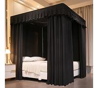 VETHIN Elastic roof Style 4 Corner Post Bed Canopy Bed Curtains Sheer Canopy Fits for Girls,Single/Twin Bed Canopy (New-Black, 47-53" W*78" L*82"*H/(Twin-Full))
