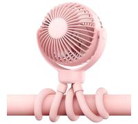 VETIFINAL Portable Baby Stroller Fan - 3-Speed Flexible Tripod Personal Fan Clip on for Bed, Rechargeable Battery Powered, Newborn Summer Cooling Essentials for Car Seat, Bike, Sleep, Travel (Pink)